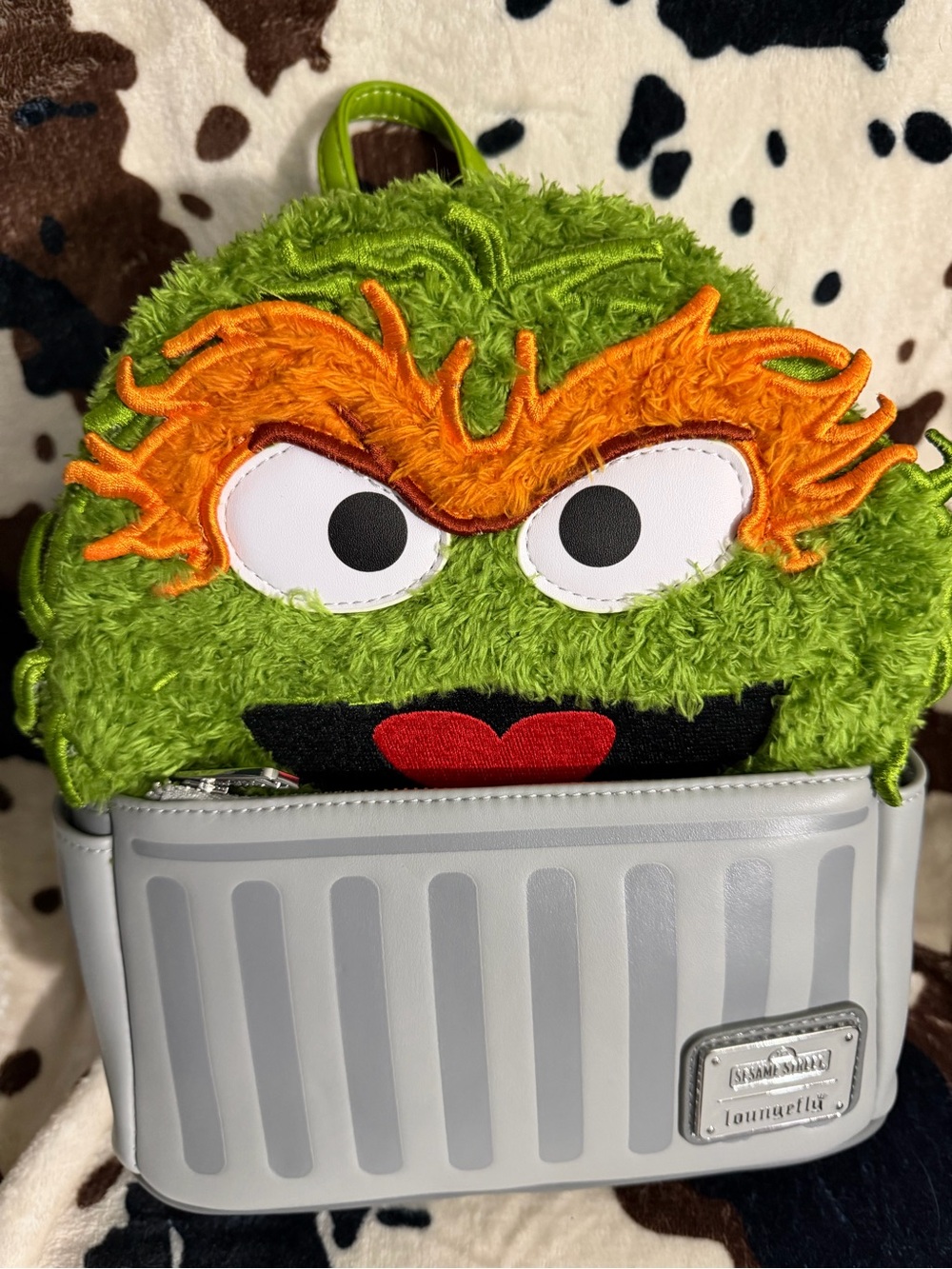 Loungefly Oscar the Grouch Plush Kids Backpack - Green & Orange